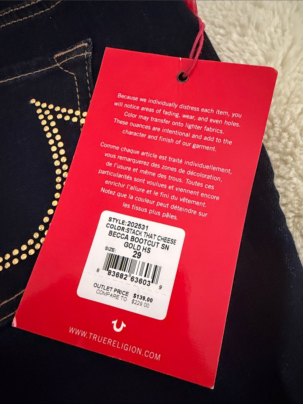 True Religion Women’s Jeans Becca Bootcut Gold hardware Sz 29 NWT - Picture 2 of 5